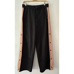 VANS Black Snap Side Mid Rise Pull On Elastic Waist Black Track Pants Sz Small